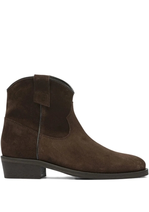 Via Roma 15 zip-detail suede cowboy boots - Brown