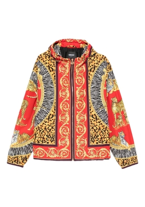 Versace Animalier zip-up hooded jacket - Red