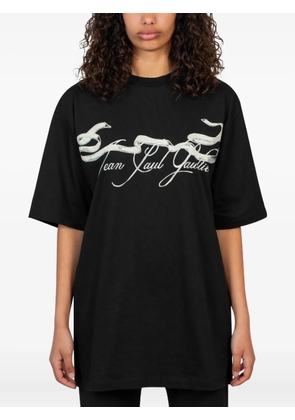 Jean Paul Gaultier ribbon-print spray-effect t-shirt - Black