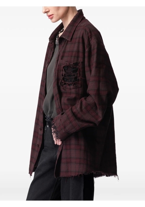 ARTICLE TEN distressed plaid shirt - Red