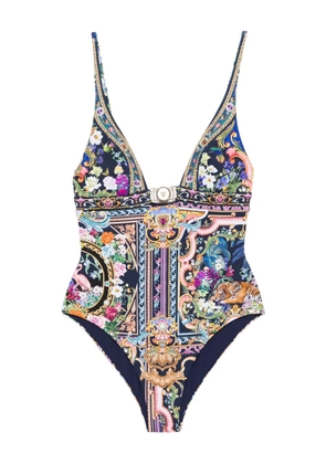 Camilla baroque-print clasp swimsuit - Blue
