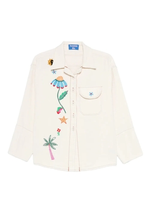SUSANNA BLU Narciso embroidered-floral shirt - White