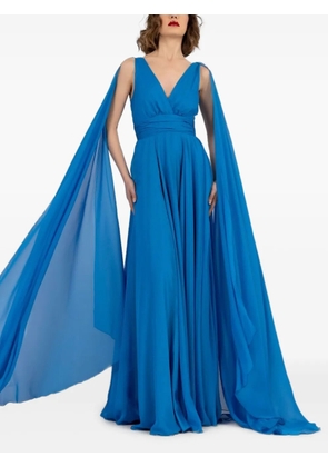 ALESSANDRO LEGORA V-neck overlay maxi dress - Blue
