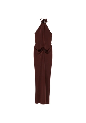 Raquel Diniz gathered halter dress - Brown