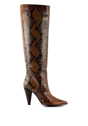 Roberto Festa 80mm snake-print pointed boots - Brown