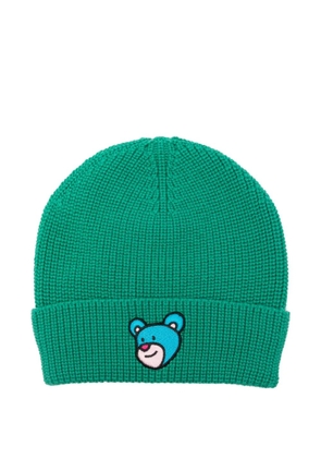 INBETWEENERS ribbed teddy-embroidered beanie - Green