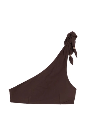 Brunello Cucinelli knot one-shoulder bikini top - Brown
