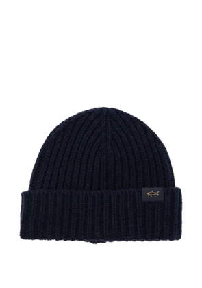 Paul & Shark ribbed wool-blend beanie hat - Blue