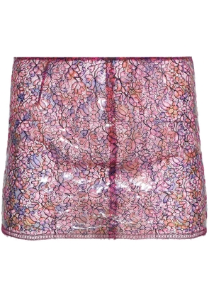 Christopher Esber mini handpainted lace skirt - Pink