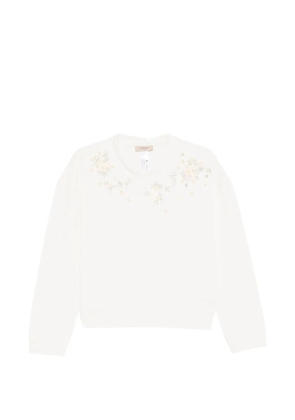 TWINSET floral-appliqué sweater - Neutrals