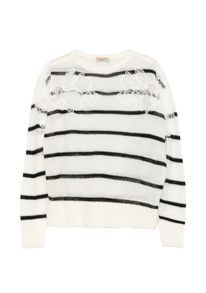 TWINSET lace-embellished striped sweater - White