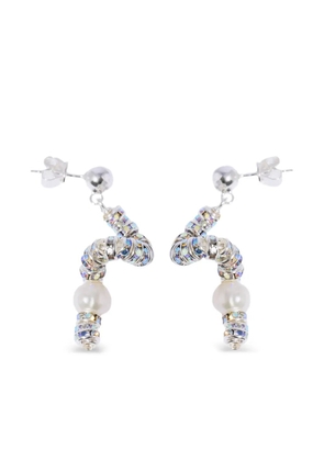Pearl Octopuss. Y Tiny Snakes pearl crystal-embellished earrings - Silver