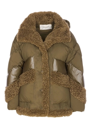 VEGANCODE faux-fur detail padded coat - Green
