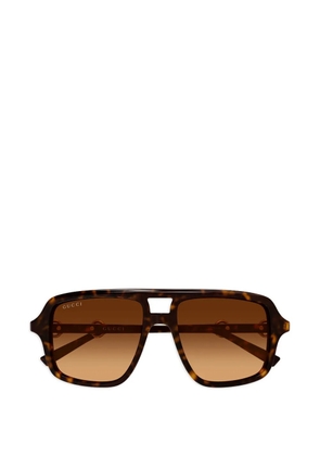 Gucci Eyewear horsebit-detail square-frame sunglasses - Brown