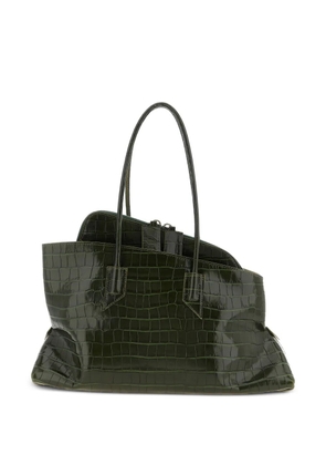 The Attico medium La Passeggiata crocodile-print shoulder bag - Green