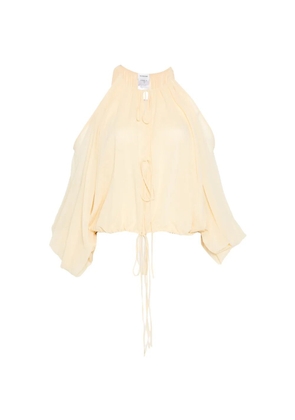 THE ANDAMANE cold-shoulder drawstring top - Neutrals