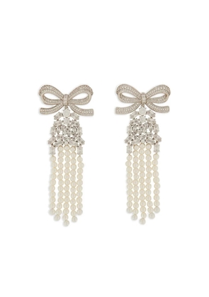 Self-Portrait bow faux-pearl earrings - Silver