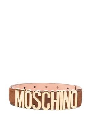 Moschino logo-plaque leather belt - Brown