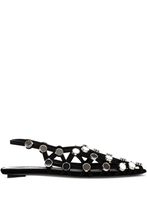 The Attico grid-embelished suede pointed-toe flat pumps - Black