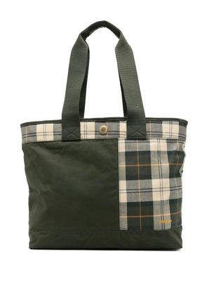 Barbour check-panel tote bag - Green