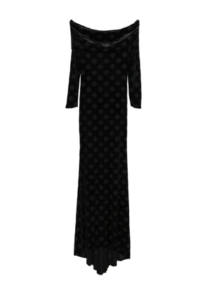 ALESSANDRO LEGORA Bardot-neck diamond-pattern gown - Black
