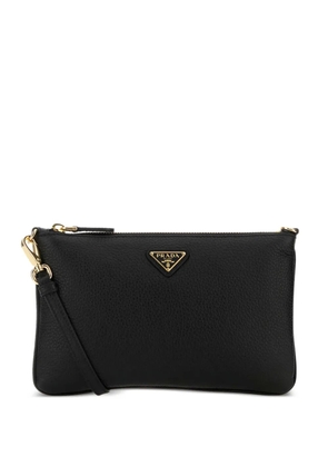 Prada leather logo-detail crossbody bag - Black