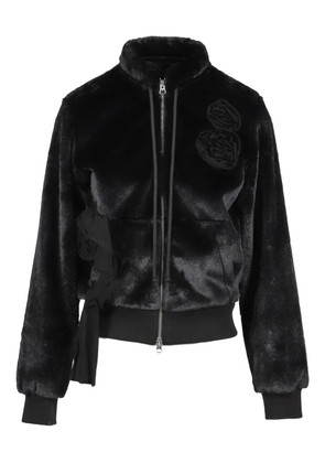 Open YY floral appliqué jacket - Black