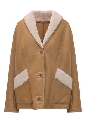 Salvatore Santoro sheepskin panelled coat - Brown