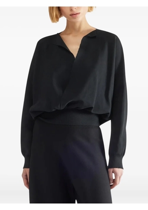 Liviana Conti wrap-neck ribbed sweater - Black