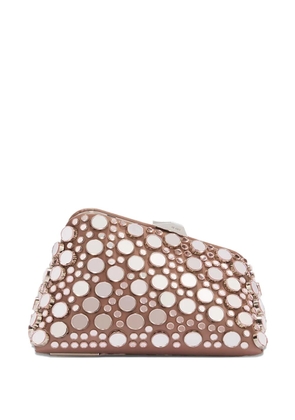 The Attico mirror-embellished clutch bag - Brown