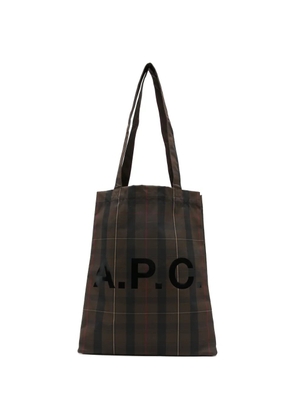 A.P.C. Lou plaid tote bag - Brown