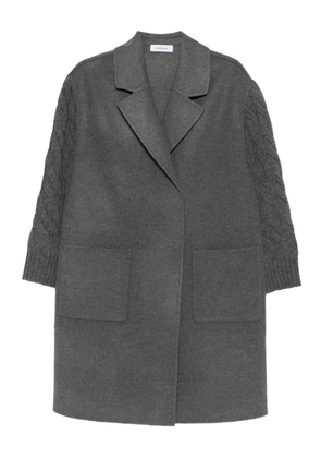 Gran Sasso cable-knit panelled coat - Grey