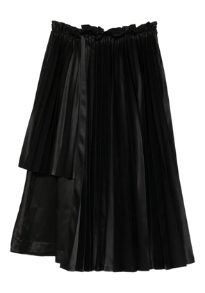 Noir Kei Ninomiya pleated asymmetric midi skirt - Black