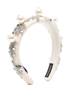 Parlor pearl-embellished sequined headband - Neutrals