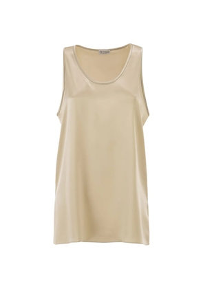Brunello Cucinelli satin scoop-neck top - Neutrals