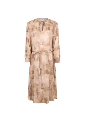 Peserico geometric V-neck dress - Neutrals