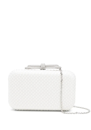 MACH & MACH Double Bow embellished clutch bag - White