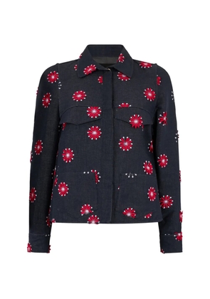 Moorer Acacia floral-appliqué shirt - Blue