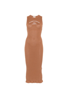 Elisabetta Franchi logo-detail midi dress - Brown