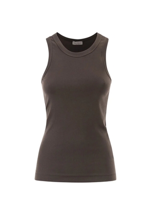 Brunello Cucinelli ribbed open-shoulder top - Brown