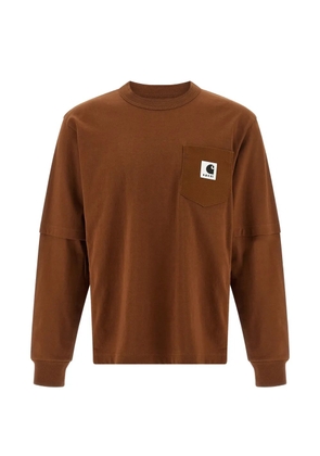 sacai x Carhartt Wip logo-patch long-sleeve T-shirt - Brown
