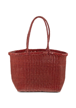 DRAGON DIFFUSION Weave braided-handle leather shoulder bag - Red