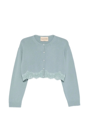 Valentino Garavani lace-trim cropped cardigan - Blue