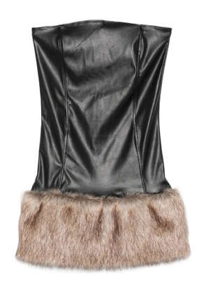 Cowboys of Habit Pamela strapless faux-fur mini dress - Black