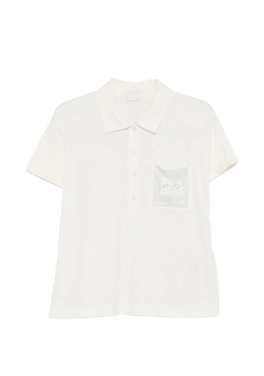 LIU JO crystal-pocket polo top - Neutrals