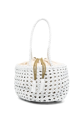 DRAGON DIFFUSION Joventus woven tassel tote bag - White