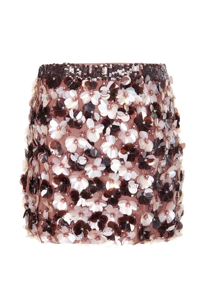 P.A.R.O.S.H. Gym floral-embellished mini skirt - Neutrals