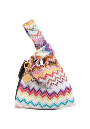 Missoni Raschel zig zag handle tote bag - White