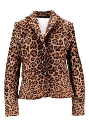 La-Rose leopard-print leather jacket - Brown