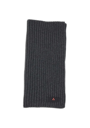 Peuterey ribbed-knit logo-patch scarf - Grey